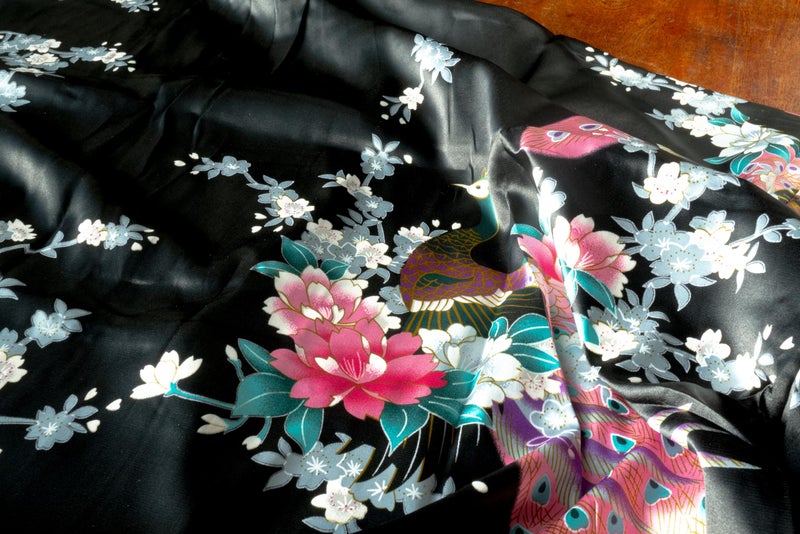 CCcollections Kimono robe long 16 colors PREMIUM Peacock bridesmaid bridal shower womens gift (Black) - Image 2